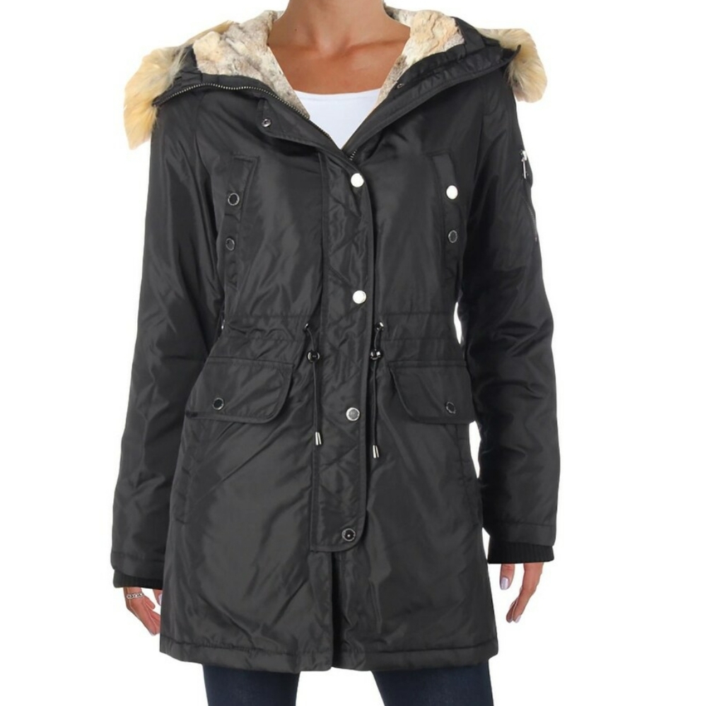 1 Madison Coat Parka Expedition Heritage Media Black Rutched Cargo Jacket
